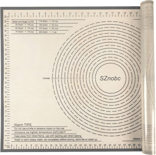 Silicone Baking Mat 36x24 Inch Nonstick Pastry Mat Perfect for Dough Mat, Pastry Board, Kitchen Counter Mat - For Dough, Pastry, Pie Crust, Fondant, Cookies, Bread, Pasta/Pizza, Grey