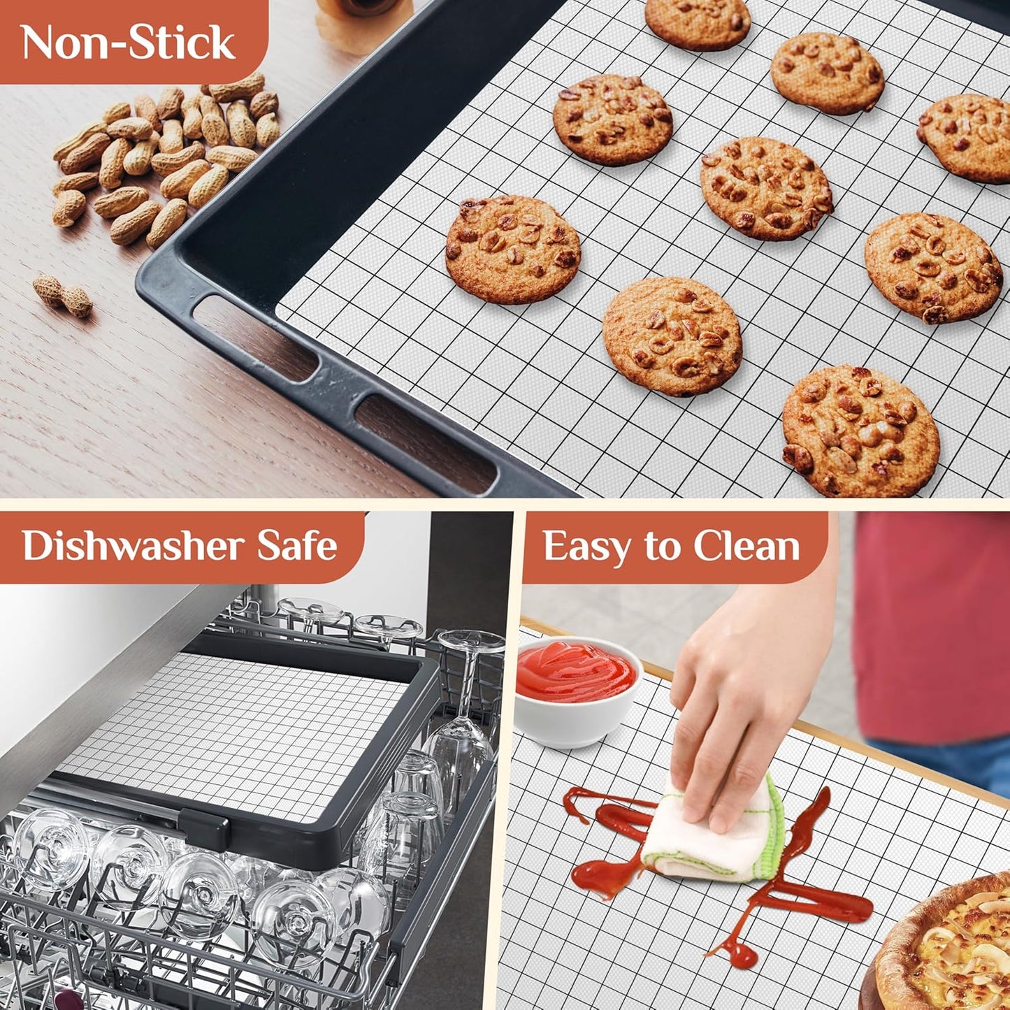 Silicone Baking Mat, 16 IN x 10 FT Free Cutting Baking Sheet,Non-Stick Reusable Dough & Pastry Mat,Non-Slip Silicone Mat Roll for Air Fryer Liner,Freeze Dryer,Oven Baking Pan,Kitchen Counter