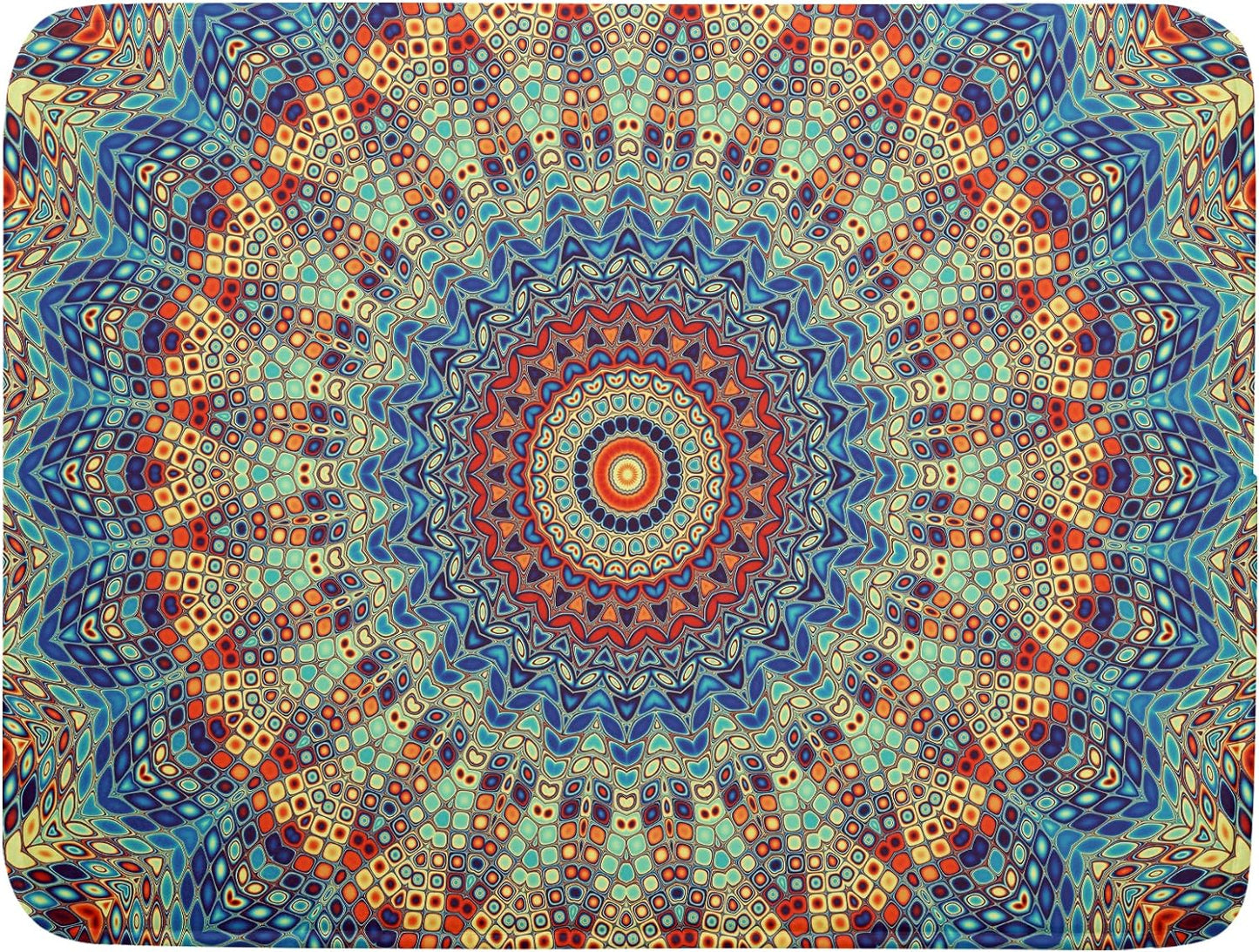 Bohemian Mandala Dish Drying Mat for Kitchen Counter Boho Ethnic Drying Mat 18 x 24 Inch with High Absorbent Reversible Microfiber Dish Drying Pad Dish Rack Pad Drainer Mat for Coffee Bar