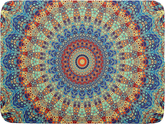Bohemian Mandala Dish Drying Mat for Kitchen Counter Boho Ethnic Drying Mat 18 x 24 Inch with High Absorbent Reversible Microfiber Dish Drying Pad Dish Rack Pad Drainer Mat for Coffee Bar