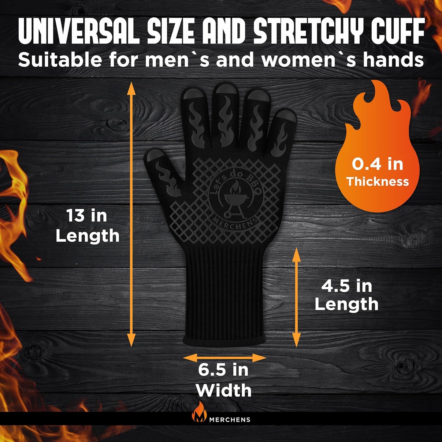 Pro-Series BBQ Gloves - Heat Resistant Grill, Grilling, and Oven Gloves for Culinary Experts - Extreme Fireproof Protection, Silicone Grip, Extra Long Mitts - Indoor & Outdoor - with Protective case