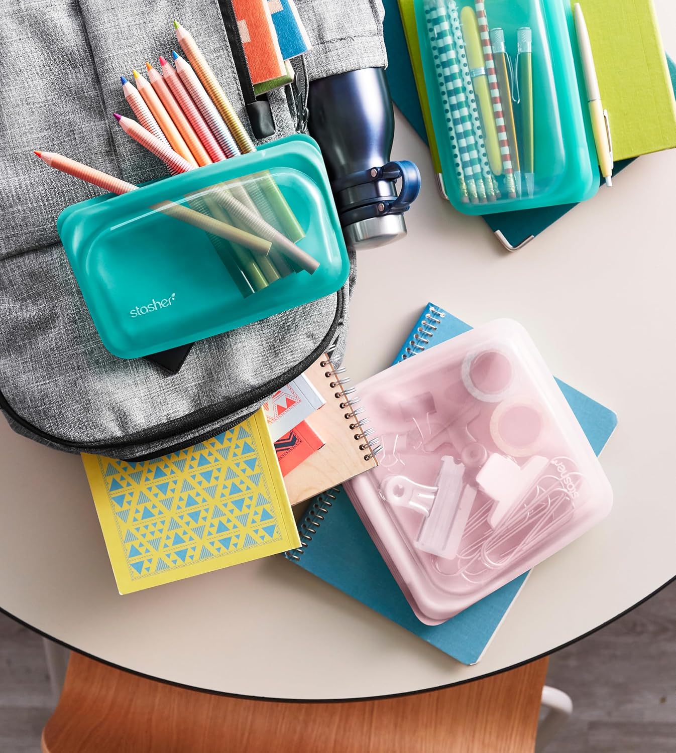 Stasher Premium Silicone Reusable Food Storage Snack Bag, Aqua, Microwave, Sous Vide, Dishwasher, Oven and Freezer Safe, BPA Free, Leak-free, Eco-friendly, 12 Oz