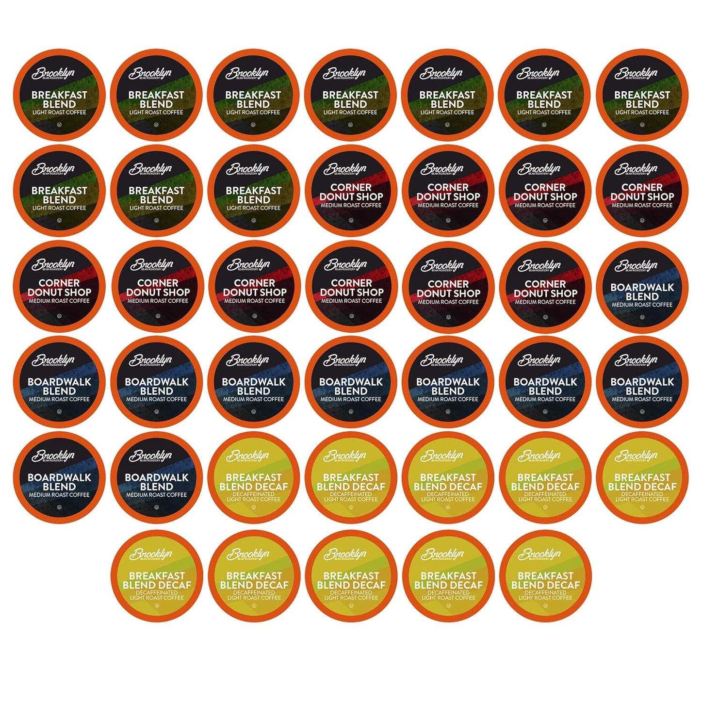 Brooklyn Beans Coffee Pods, Breakfast Gourmet Variety Pack - Compatible with Keurig K Cup Brewers Including 2.0 Machines, 40 Count, Light Roast Selection
