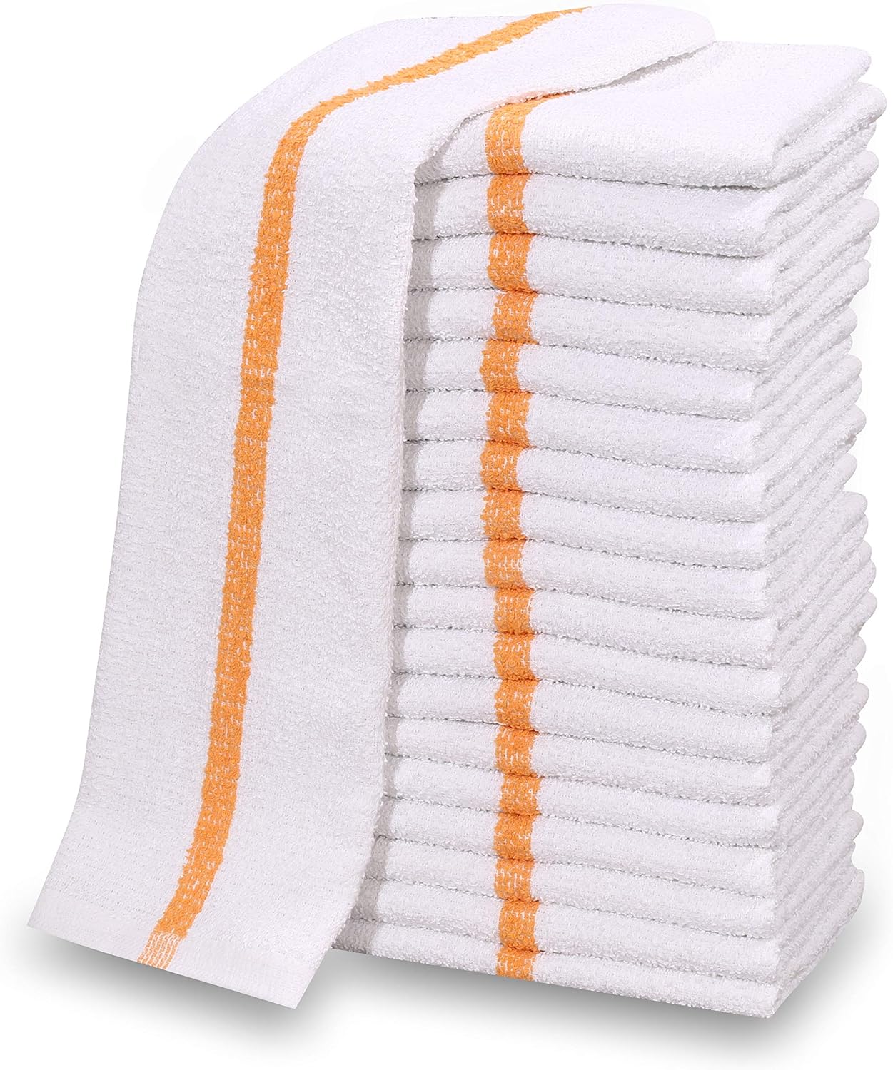 New Cotton Blend White Restaurant Bar Mops Kitchen Towels (36, Gold Stripe)