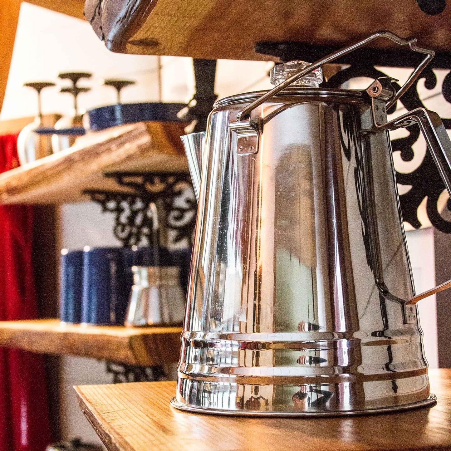 GSI Outdoors Percolator Coffee Pot I Glacier Stainless Steel Ultra-Rugged for Brewing Coffee Over Stove and Fire | Ideal for Group Camping, 28 Cup