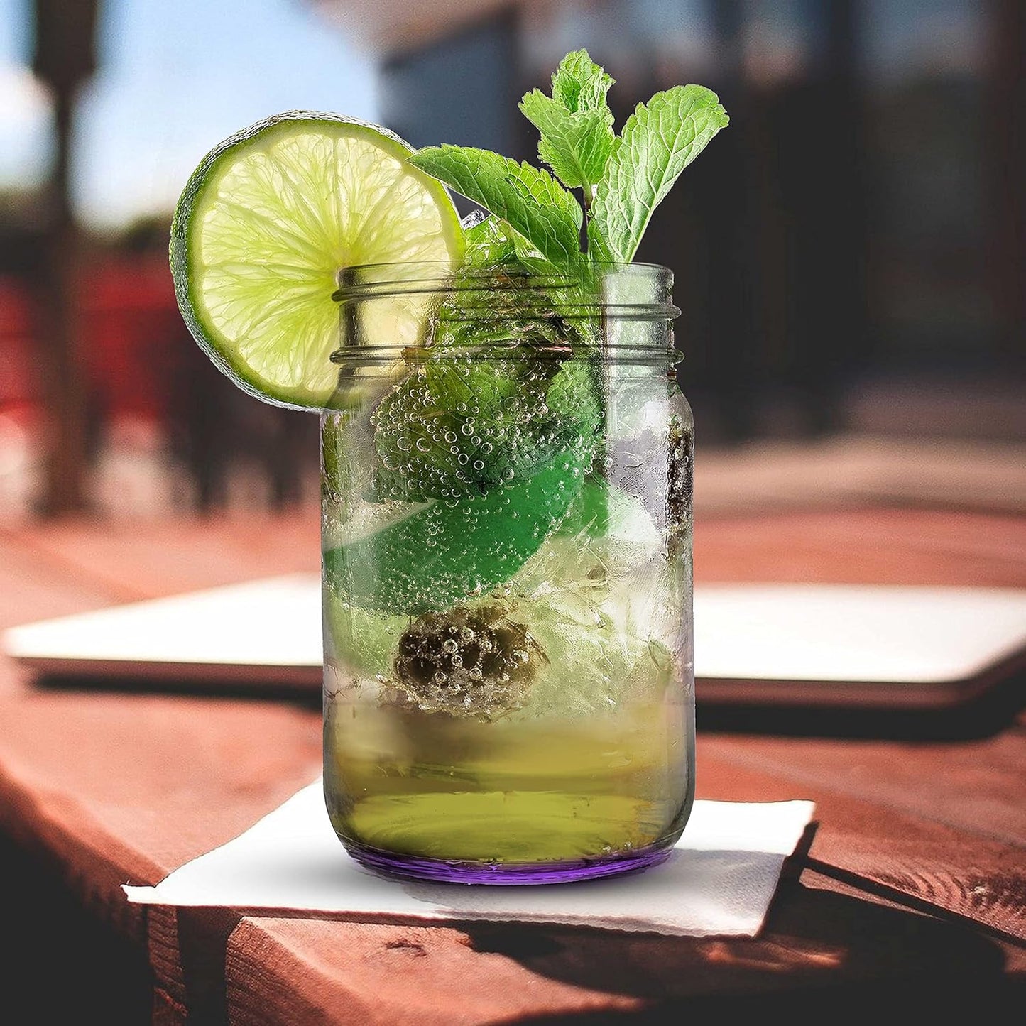 DISCOUNT PROMOS Decorating Mason Jars 12 oz. Set of 10, Bulk Pack - Glass Jars for Overnight Oats, Candies, Fruits, Pickles, Spices, Beverages - Purple