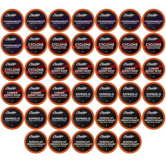 Brooklyn Beans Coffee Pods, Bold Gourmet Variety Pack - Compatible with Keurig 2.0 K Cup Brewers, 40 Count, Strong and Intense Dark Roast