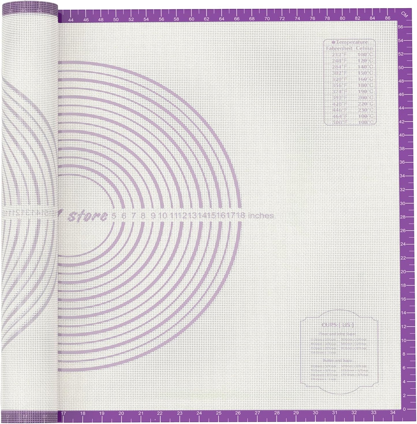 26 * 16 inches Purple, Non-Slip Silicone Baking Sheets - Baking Mat with 0.7mm Thickness - Non-Stick Pastry & Cookie Mat for Kitchen Counter for Rolling Out Dough with Measurements.