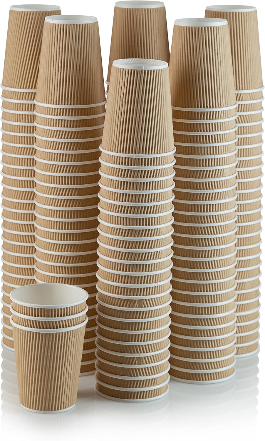 NYHI Set of 150 Ripple Insulated Kraft 12 oz Paper Cups Coffee Tea Hot Cups Recyclable 3 Layer Rippled Wall For Better Insulation Perfect for Cappuccino Hot Coco or Iced Drinks
