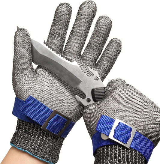 Schwer SlicePro ANSI A9 Cut Resistant Glove PR1706, Stainless Steel Mesh Metal Glove, Food Grade for Kitchen Cooking, Butcher Meat Cutting, Oyster Shucking, Mandoline, Fishing, Non-PFAS(L, 1 Pair)
