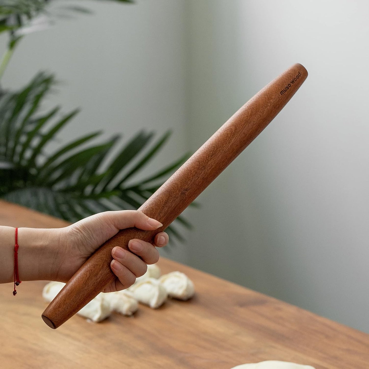 Muso Wood French Rolling Pin and Silicone Baking Mat Set, Sapele Wooden Rolling Pin 15.75 Inch and Tapered Roller for Fondant, Pie Crust, Cookie, Pastry