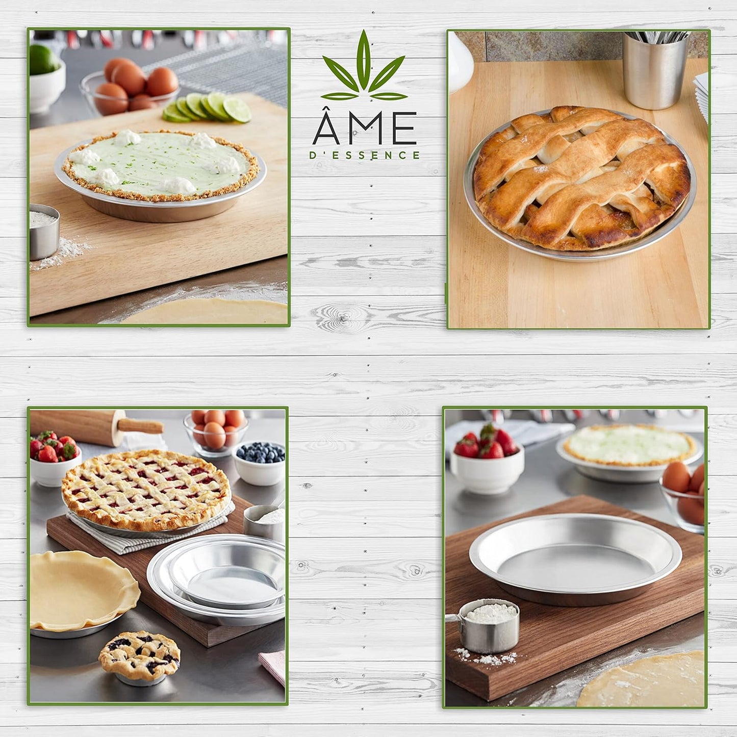 AME D'ESSENCE (1PC-12) Aluminum Pie Pan Commercial Grade Round Pie Plate Size 12" x 1mm Thick