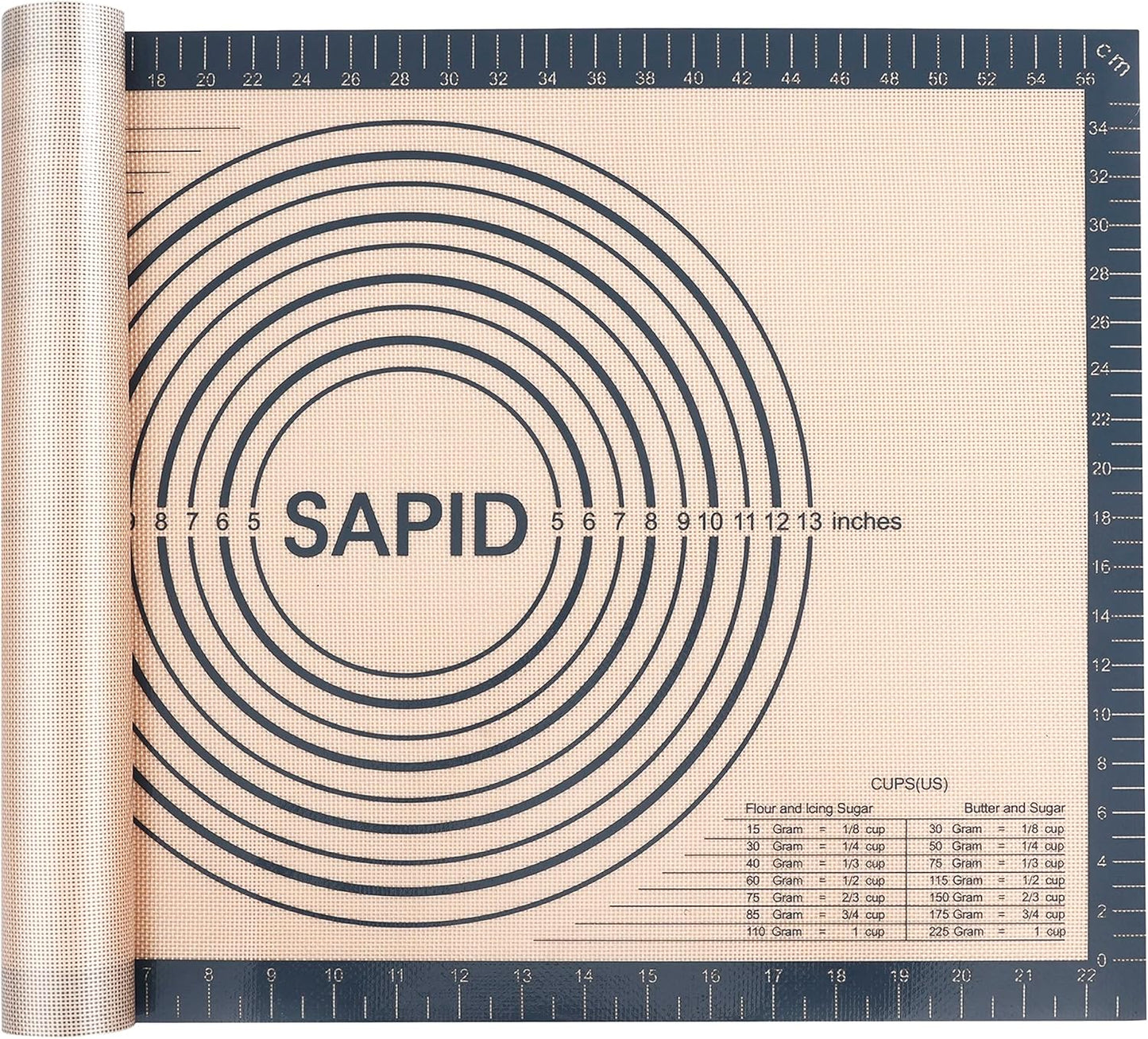 Non Slip Silicone Pastry Mat Large with Measurements for Non-stick Dough Rolling, Pie Crust, Pastry Roll Out, Cookies,Bread and Silicon Kneading Mat (16" x 24", Gray)