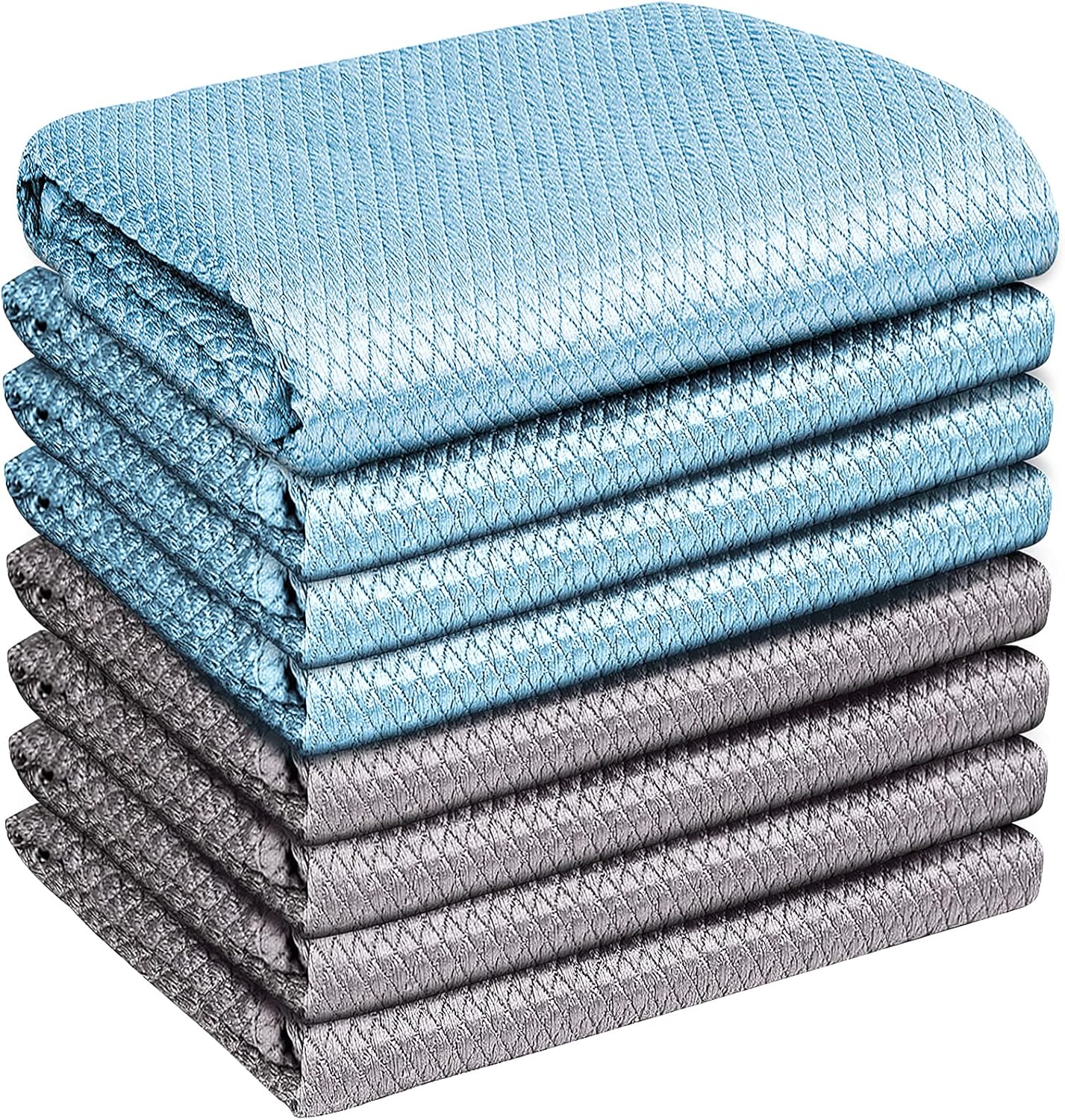 Streak Free Miracle Cleaning Cloths Easy Clean Nanoscale, Pack of 8, 12'' x 16'', Microfiber Polishing Windows Glass Lint Free Rags Stainless Steel Car Kitchen Reusable