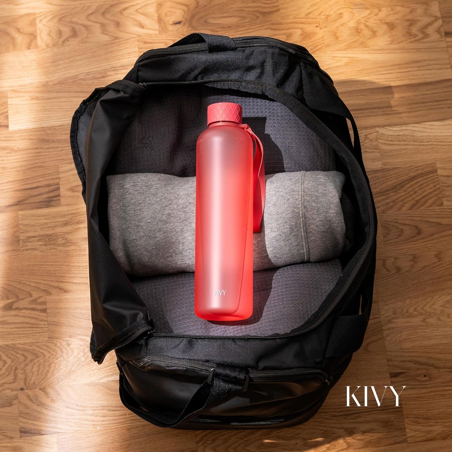 KIVY Slim Water Bottle 32oz [Lightweight & Shatterproof] - Reusable Tritan Water Bottle - Leak Proof Bottle for Women & Men - Coral Red Water Bottle BPA Free
