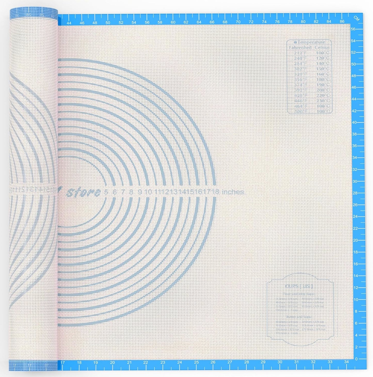 36 * 24 inches Blue, Non-Slip Silicone Baking Sheets - Baking Mat with 0.7mm Thickness - Non-Stick Pastry & Cookie Mat for Kitchen Counter for Rolling Out Dough with Measurements.