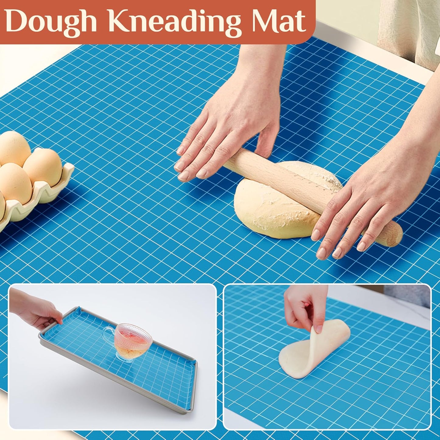 Silicone Baking Mat, 16 IN x 10 FT Free Cutting Baking Sheet, Non-Stick Reusable Dough & Pastry Mat, Non-Slip Silicone Mat Roll for Air Fryer Liner, Freeze Dryer, Oven Baking Pan, Kitchen Counter